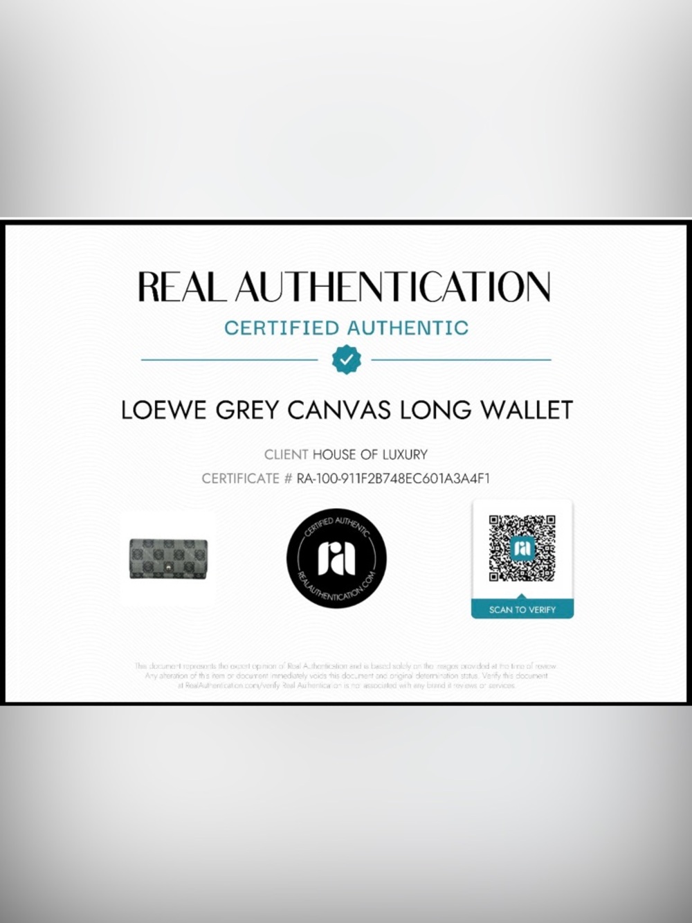 LOEWE Anagram Canvas Continental Wallet Grey/Black Full Size Long Wallet RA COA - Picture 2 of 7